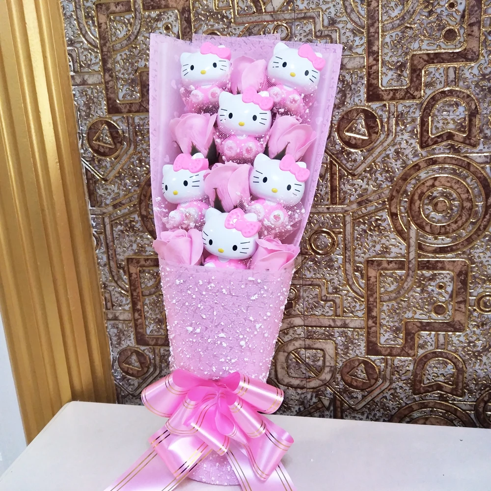Dėžutė dovana Muilo gėlių animaciją kačių žaislas plastiko pliušinis puokštė žaislas, skirtas Valentino Diena, Kalėdos, Dovanos