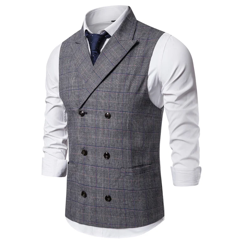 Prekės Vyrų Liemenė 2019 Mados Retro Tvido apatiniai Marškiniai Klasikinis Rankovių Pledas Kostiumas, Liemenė Britų Stiliaus Dvigubo Breasted Gilet