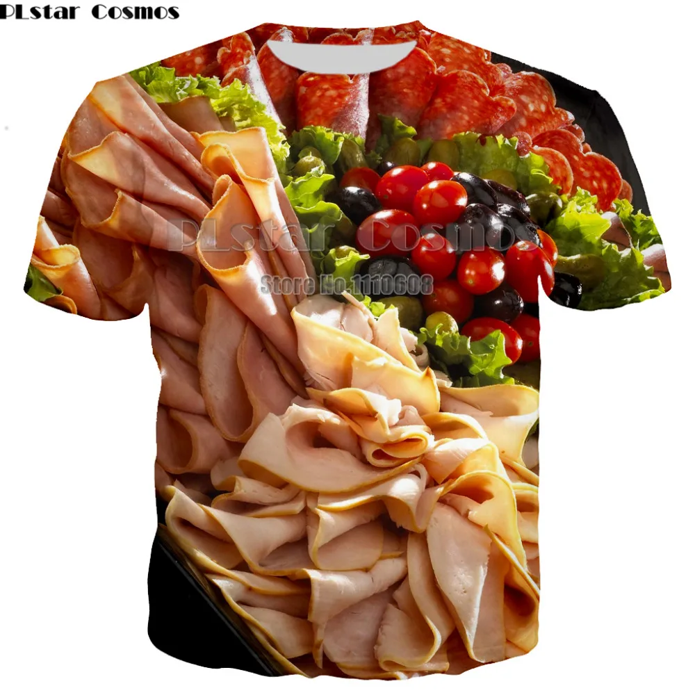 Vasaros Mada Moterims/vyrams 3d marškinėliai trumpomis rankovėmis Klaidingą Įdomus Gyvenimo Maisto pica, mėsainis Naujas Juokingi aukštos kokybės Mens Tees Viršūnes 7XL