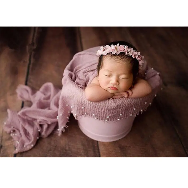 BalleenShiny Naujagimių Fotografijos Rekvizitai Kūdikiams, Vaikiška Princesė Bebe Kūdikių Antklodės Swaddling Vasaros Medvilnės Ir Lino Pearl Wrap