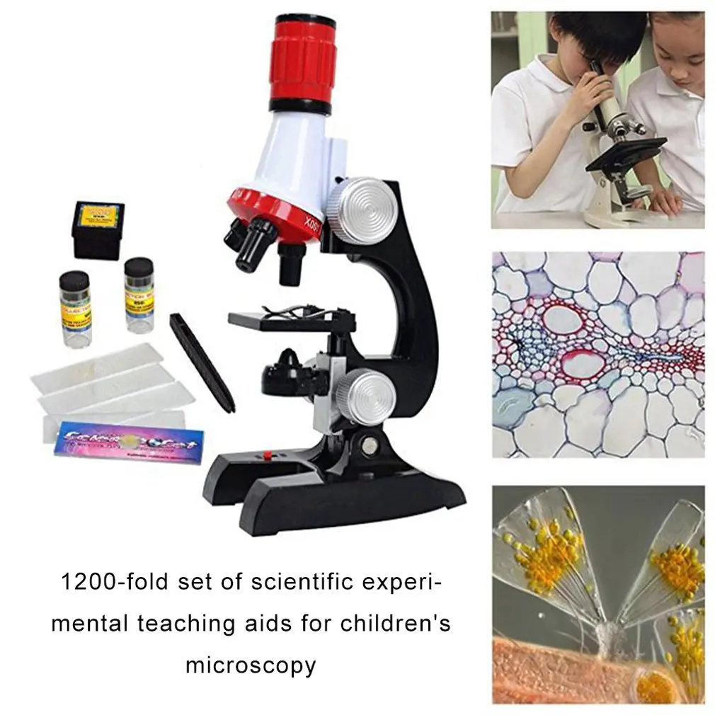 Patvarus Mikroskopo Rinkinys Lab LED 100X-1200X Namų Mokyklos Švietimo Žaislas Dovana Biologinis Mikroskopas Vaikams Vaiką