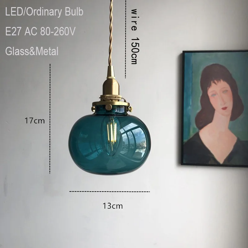 Retro 6color stiklo kūrybos dekoratyviniai priedai veltiniams, vilna lempa patalpų kavinė miegamojo kambarį pakabukas šviesos laiptų lovos kabo LED lempos
