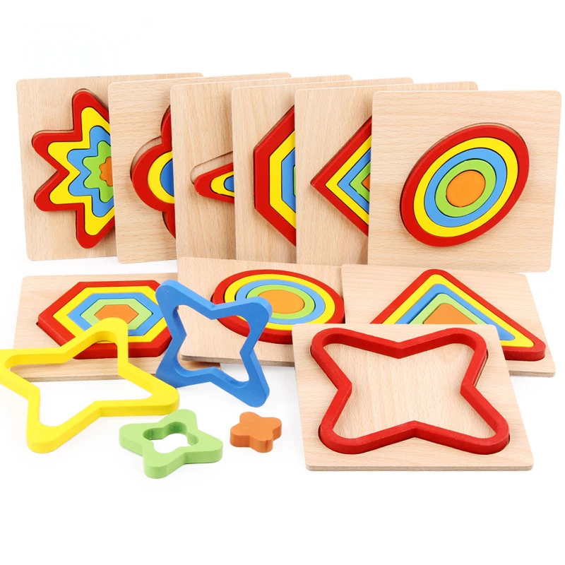 Dėlionės Vaikams, Mediniai Geometrinės Formos Montessori Žaislai Švietimo Pažinimo Vaikų Dėlionės Mokymosi Jutimo Žaislas stalo Žaidimas