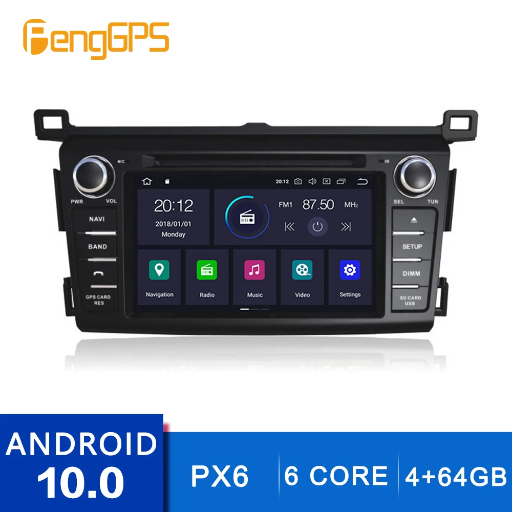 Android 10.0 GPS Navigacija Toyota RAV4 2013-2016 m. Multimedijos Headunit CD DVD Grotuvas Touchscreen Su Carplay 4+DSP 64G