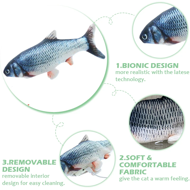 30cm 3D Šokių Žuvų Žaislas Augintiniui Dovanos Įkrovimo Modeliavimas Žuvis, Įdaryti Pagalvės, Lėlės, Imitavimo Šokių Žuvų Žaisti Interaktyvi Katė