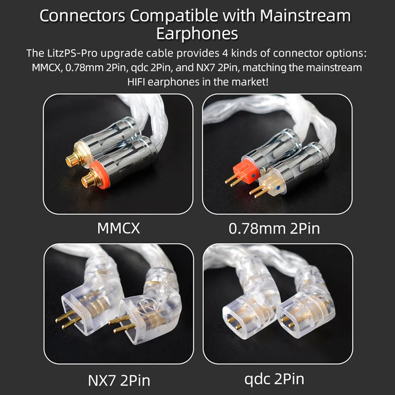 NiceHCK LitzPS-Pro 8 Core 4N Litz Gryno Sidabro Ausinių Kabelis, 3.5 mm/2.5 mm/4.4 mm MMCX/NX7/QDC/0.78 2Pin už CIEM MK3 ST-10s LZ A7