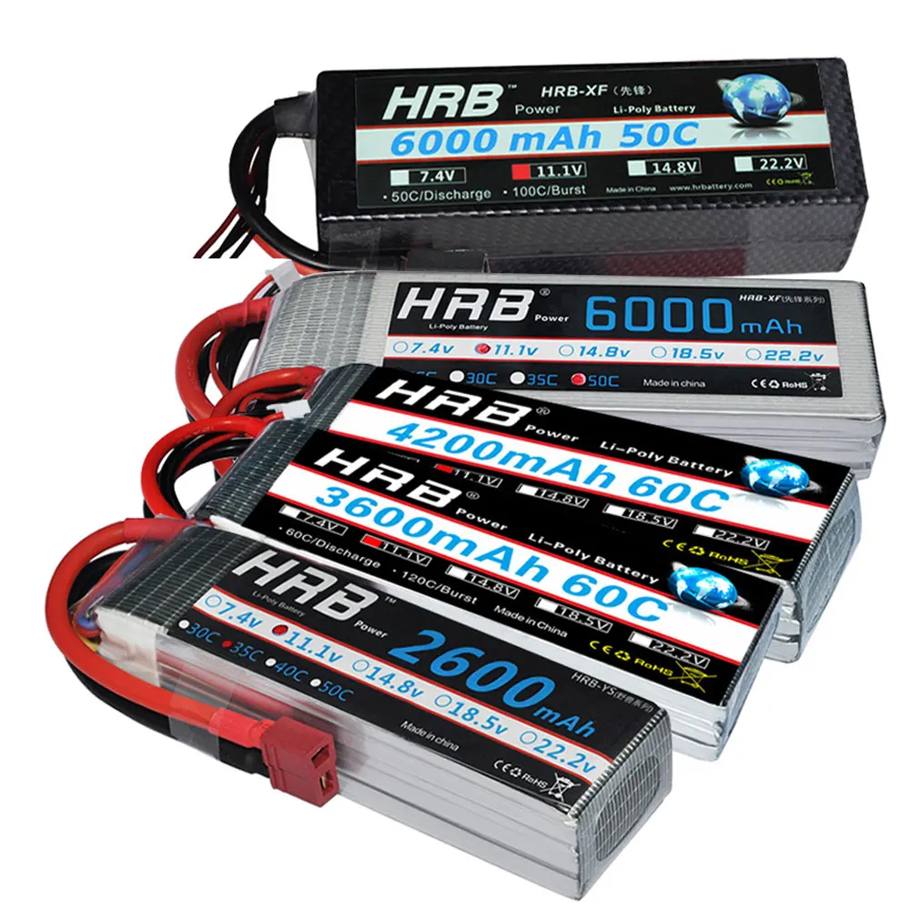 HRB RC Lipo Baterijos 2S 3S 4S, 6S 11.1 v, 2200mah 22.2 v 6000mah 1300mah 1500mah 2600mah 3300mah 4000mah 4200mah XT60-T Dekanai plug