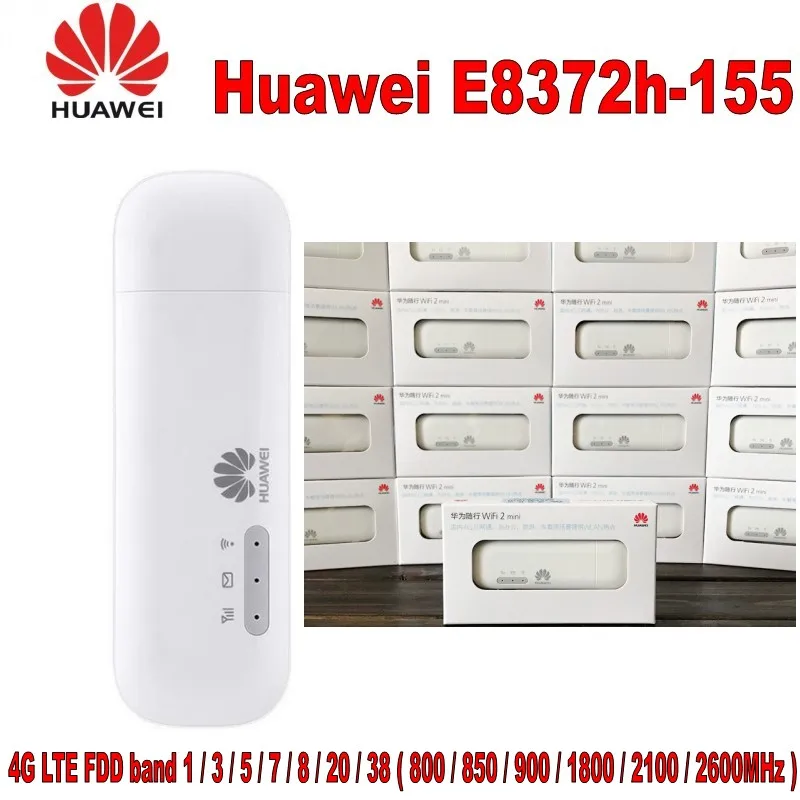 Atrakinta Huawei E8372h-155 USB WiFi Modemas 4G 150Mbps LTE FDD Juosta 1/3/5/7/8/20 TDD Juosta 38/40/41 3G Judriojo USB Dongle