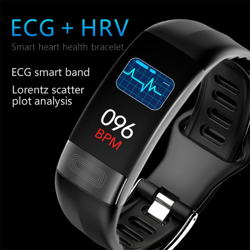 P11 EKG+PPG Smart Juosta Kraujo Spaudimas HR Stebėti Smartband Fitness Tracker Žiūrėti Pedometer Smart Apyrankę, 
