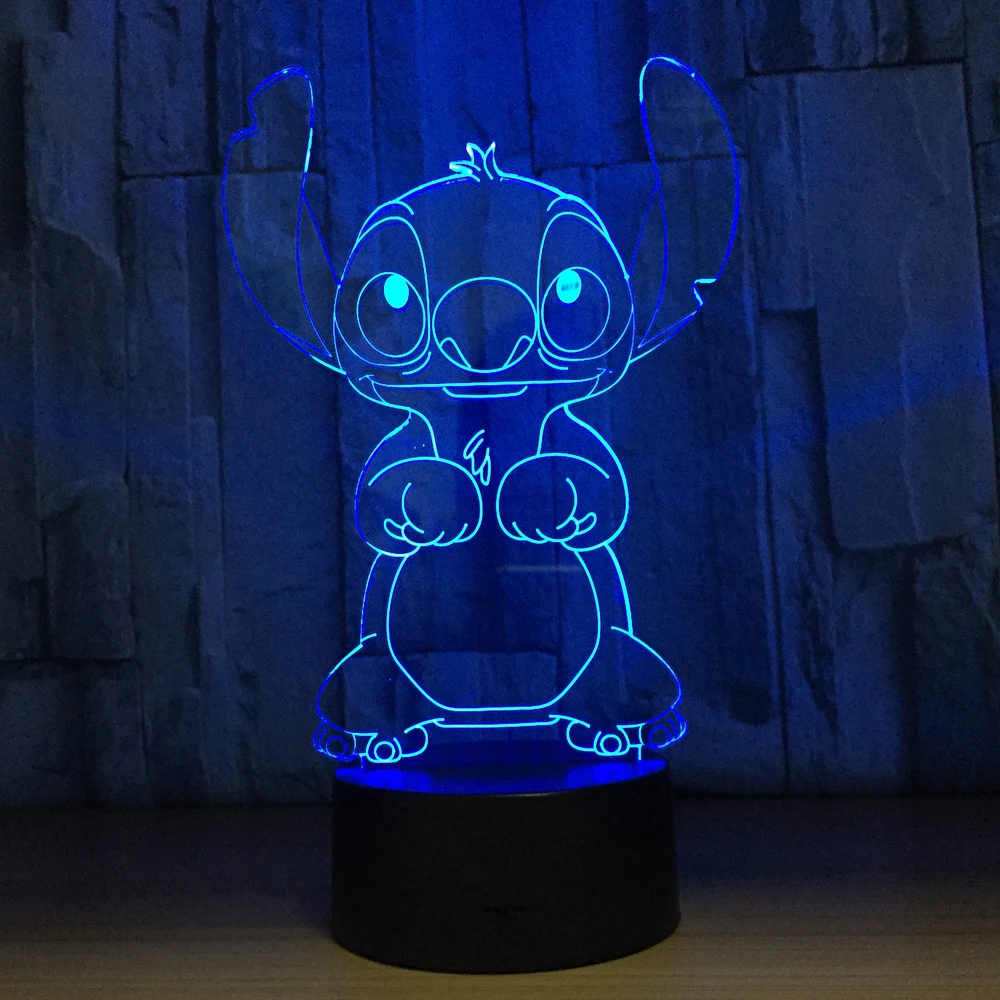 Disney Dygsnio Modelis 3D Iliuzija LED naktinė lempa Šviesos Spalva Keisti Touch Blykstės Šviesą, Anime Pav Žaislai Mergaitėms šalies vaikai