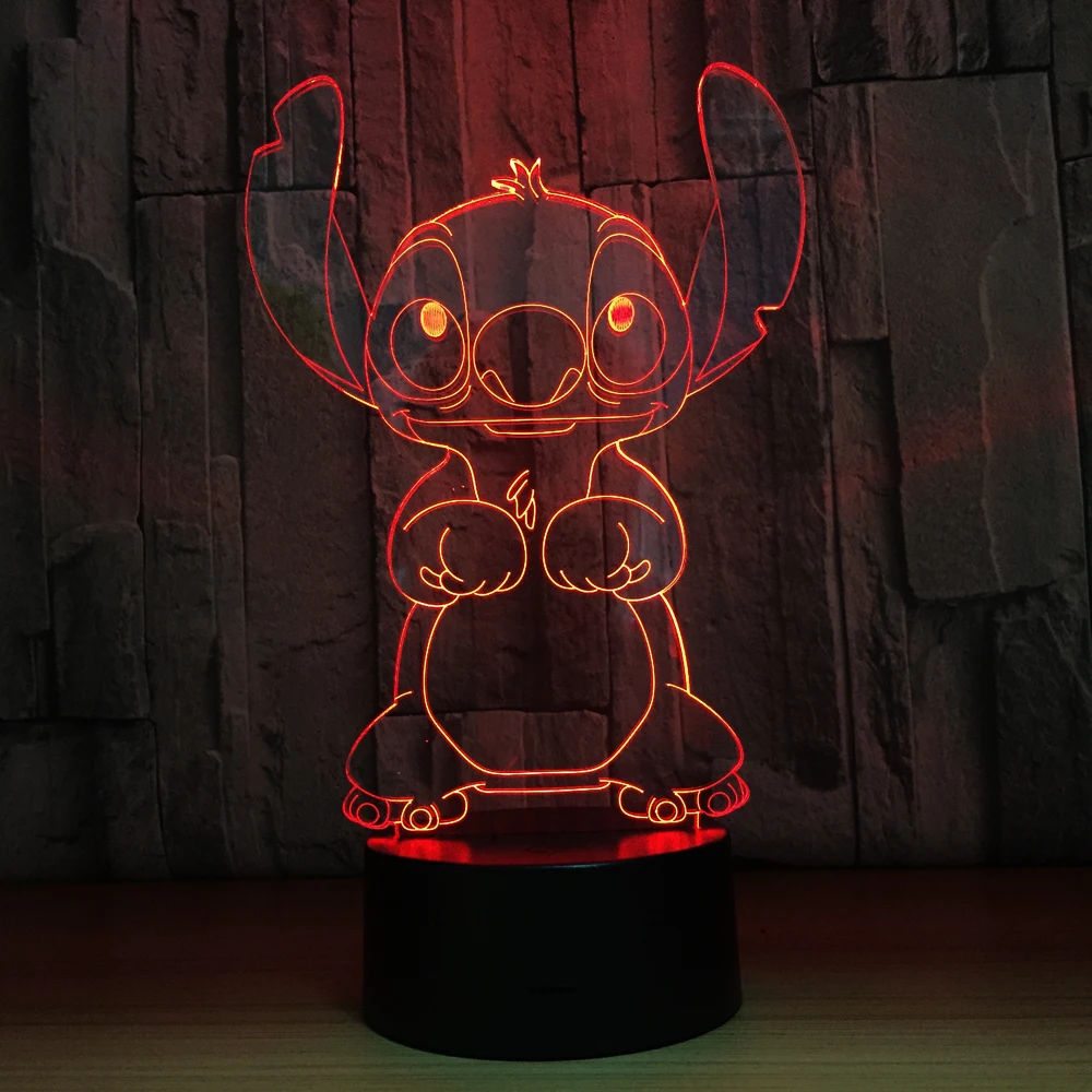 Disney Dygsnio Modelis 3D Iliuzija LED naktinė lempa Šviesos Spalva Keisti Touch Blykstės Šviesą, Anime Pav Žaislai Mergaitėms šalies vaikai