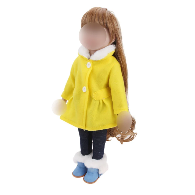 Lėlės drabužių geltonos spalvos vilnonis paltas nustatyti 8 spalvos tinka 18-colių mergina lėlės ir 43 cm kūdikių lėlės drabužių priedai c734