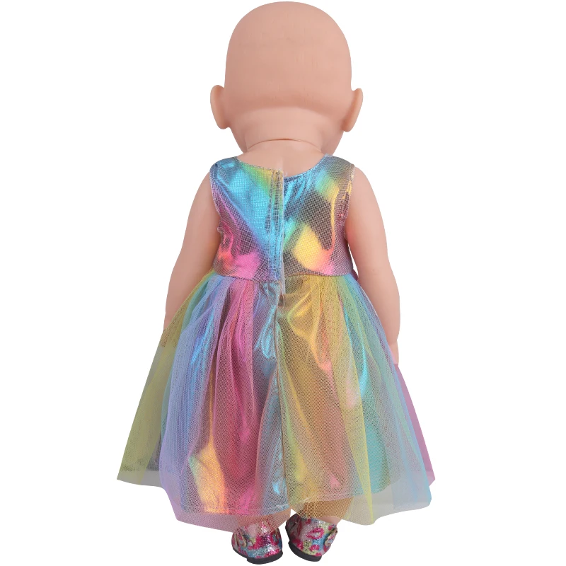 43 cm kūdikių lėlės drabužius Vaivorykštė princesė nėrinių suknelė American doll suknelė naujagimių sijonas žaislai tinkami 18 colių Mergaičių lėlės f861