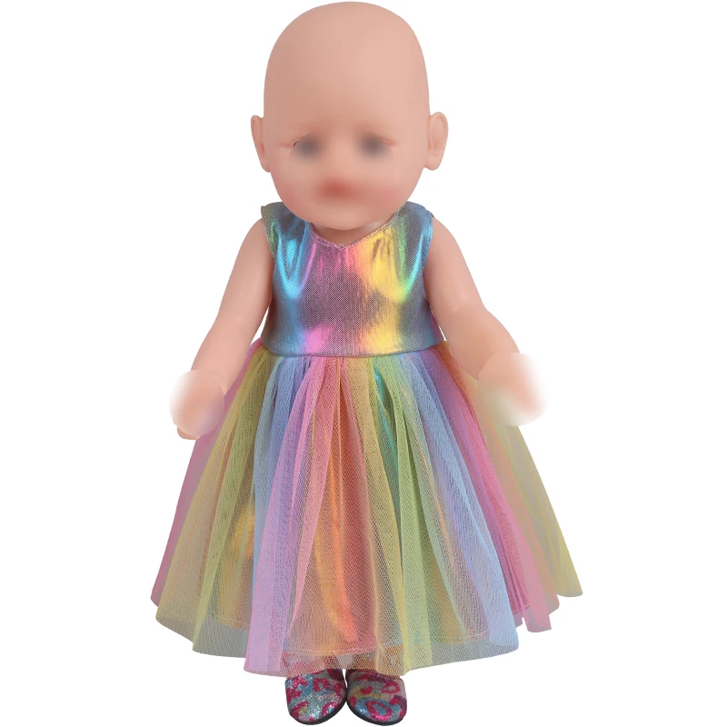 43 cm kūdikių lėlės drabužius Vaivorykštė princesė nėrinių suknelė American doll suknelė naujagimių sijonas žaislai tinkami 18 colių Mergaičių lėlės f861