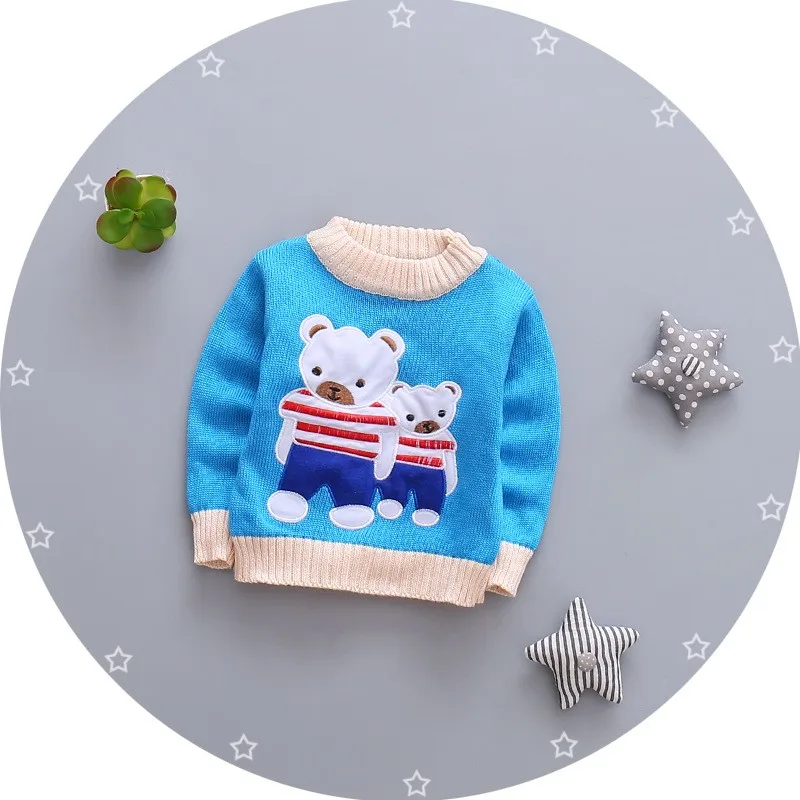 Naujas 2016 kūdikių mergaitės berniukai rudens/žiemos dėvėti šiltas animacinių filmų megztiniai vaikams, puloveriai viršutiniai drabužiai Lokys megztinis Naujagimių Q192