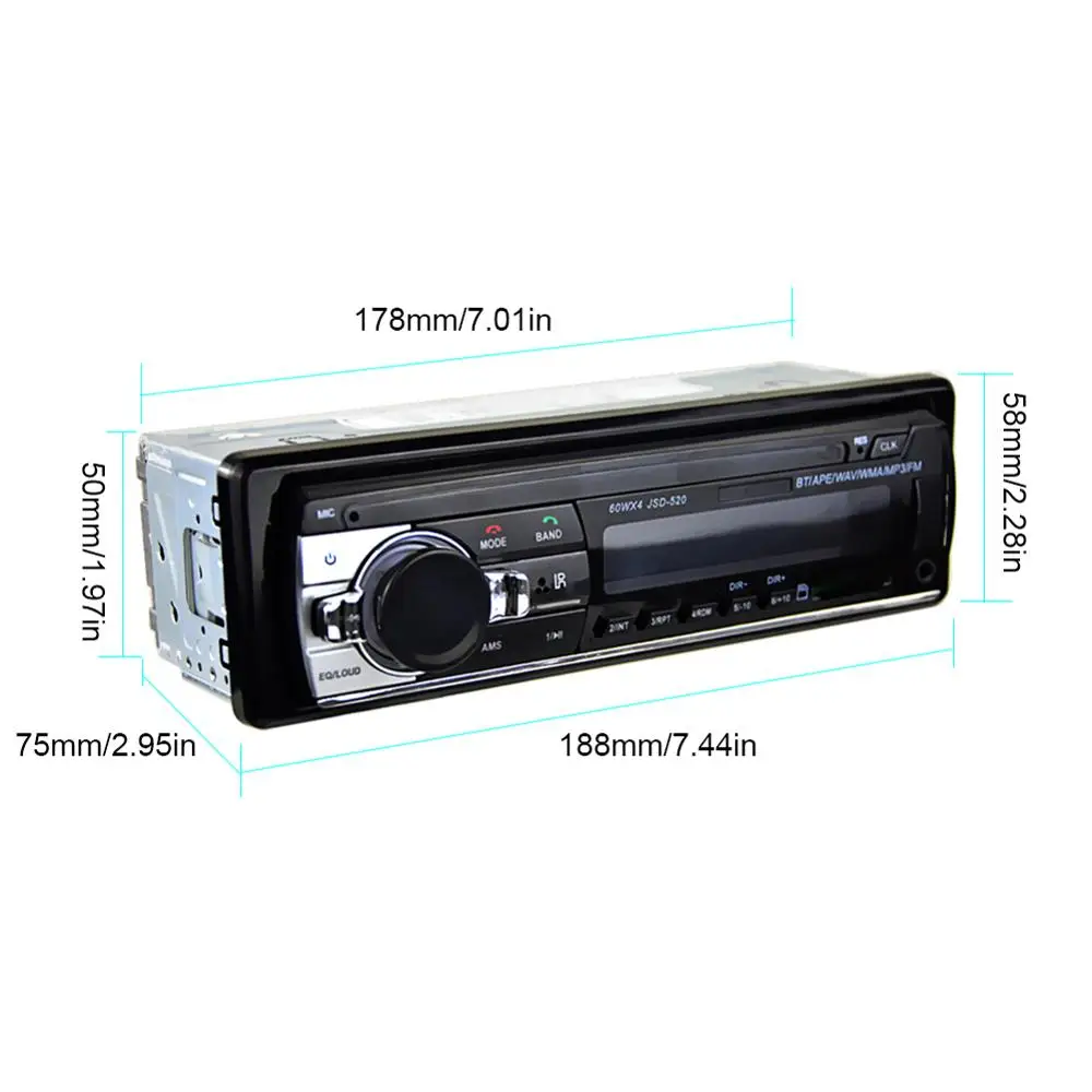 12V 60W Automobilį Brūkšnys Grotuvas LCD-VA Ekranas, Muzikos MP3 Grotuvas už Automobilių, Namų garso sistemos Imtuvas su USB, AUX Įvestis, 