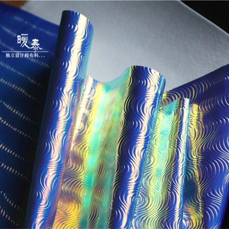 Šviesą atspindinčios Sintetinės Odos Audinio Blue Arc Tekstūros Vandeniui 