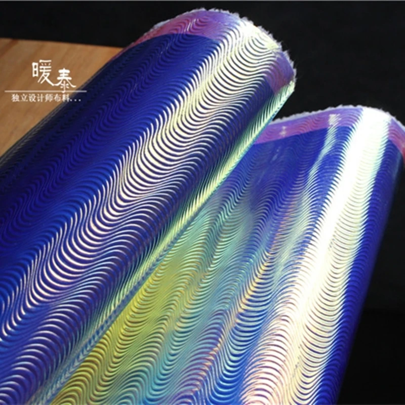 Šviesą atspindinčios Sintetinės Odos Audinio Blue Arc Tekstūros Vandeniui 