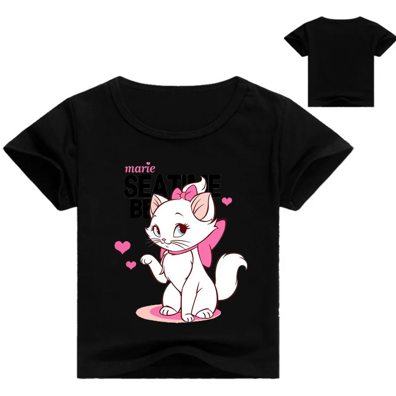 2019 mados vaikų trumparankoviai marškinėliai 3d spausdinami katė animacija mergina laisvalaikio T-shirt rožinė liemenė mėlynos spalvos vyriški palaidinukė