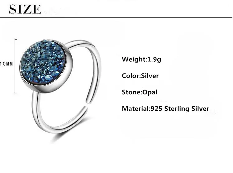 925 Sterlingas Sidabro Prabanga Gamtos Mėlyna Kristalų Moterų Vestuvių Žiedai Originalūs Papuošalai Moterims Atidaryti Žiedas Niekada Išnyks Mergaitės