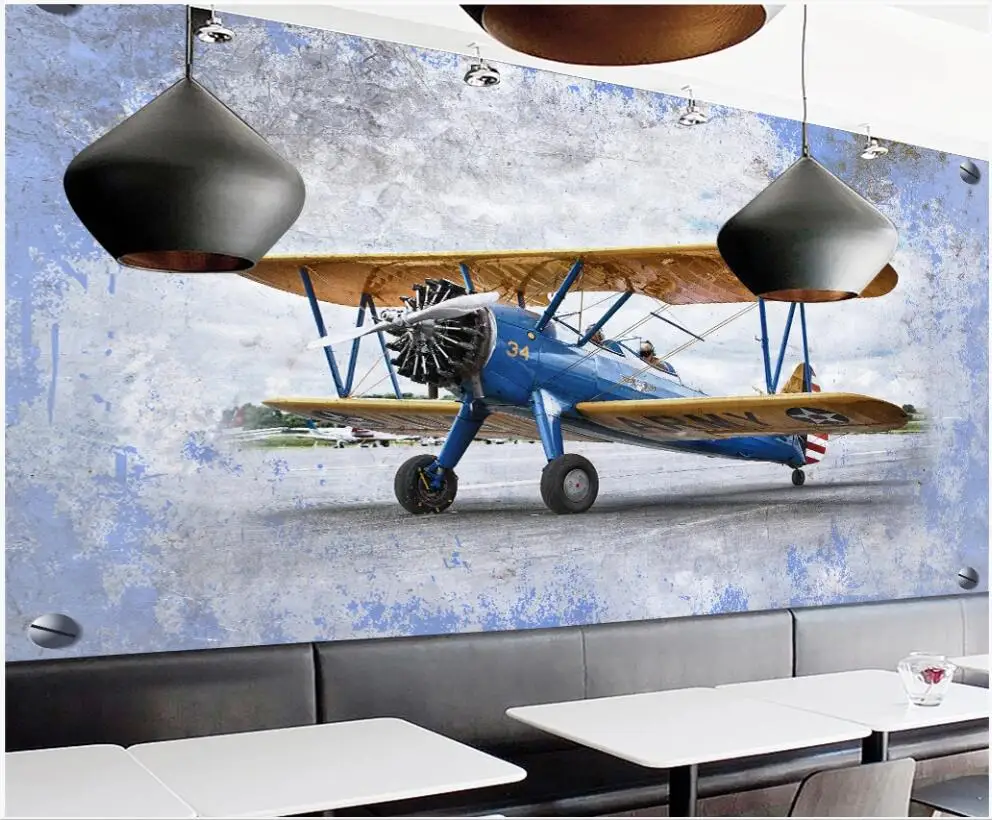 3d foto tapetai užsakymą freska ant sienos Retro lėktuvo Amerikos pramonės stiliaus namų dekoro tapetai, sienų ir 3 d