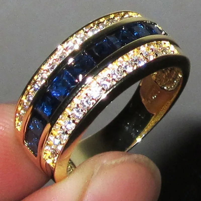 JoiasHome 925 sterlingas sidabro žiedas Europos ir Amerikos visą deimantas, safyras, deimantas žiedas vyrams ir moterims vakarienę dovana