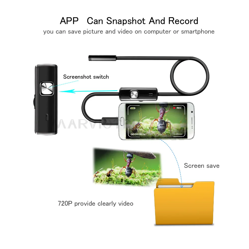 9mm Wifi Endoskopą vaizdo Kameromis Mini Kamera, HD 720P Endoscop Android Minkštas Kabelis, Vamzdis, Vamzdis Iphone Endoskopą Tikrinimo