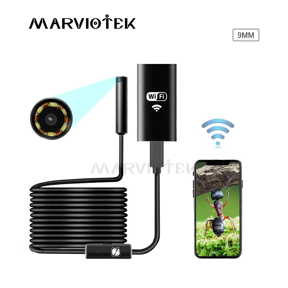 9mm Wifi Endoskopą vaizdo Kameromis Mini Kamera, HD 720P Endoscop Android Minkštas Kabelis, Vamzdis, Vamzdis Iphone Endoskopą Tikrinimo