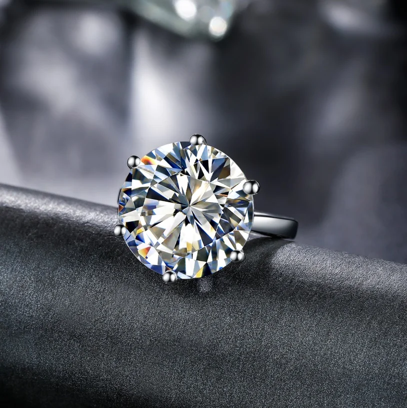 Naujas Atvykimo 10ct Imituoti Deimantų Solitaire Sužadėtuvių Vestuvinį Žiedą,, moterys sidabro spalvos žiedas