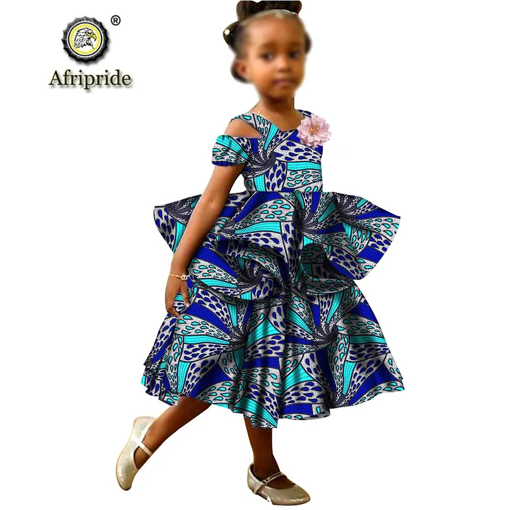 Afrikos Mergaičių Suknelės Rankovių Dvigubai Princesė Suknelė Atsitiktinis Puikus Ankara Vaikams Spausdinti Mini Suknelė Marškinėliai Suknelė AFRIPRIDE S1940017