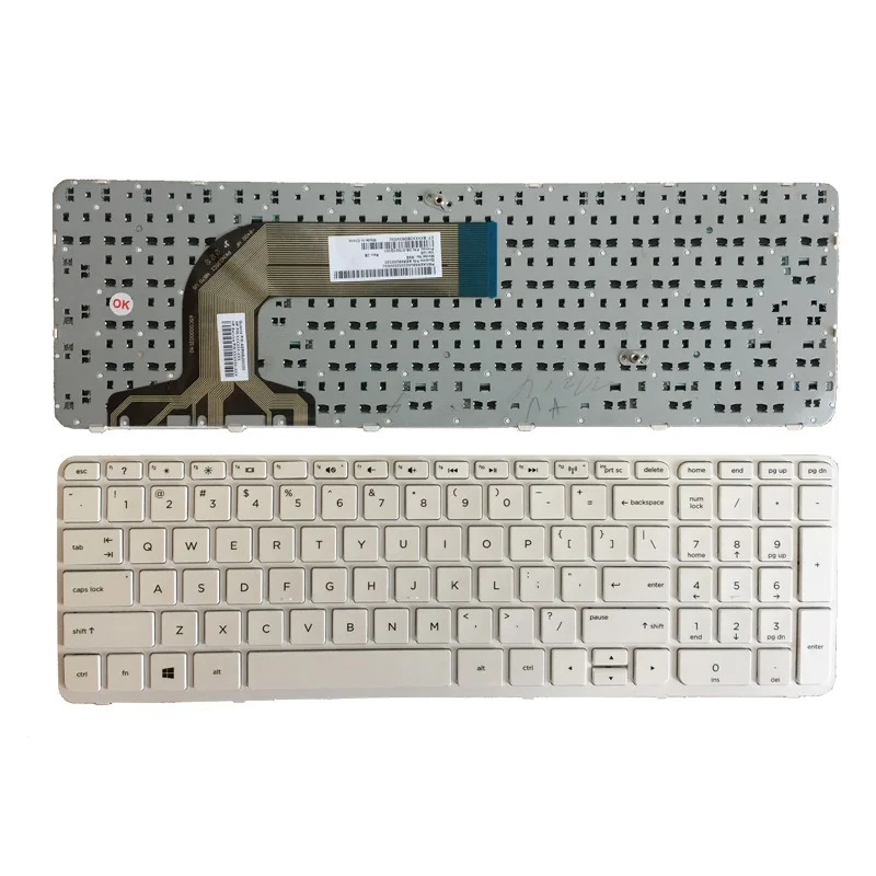 NAUJAS US Klaviatūra HP Pavilion 17-N 17-E 17N 17 E R68 anglų nešiojamojo kompiuterio klaviatūra balta ir juoda