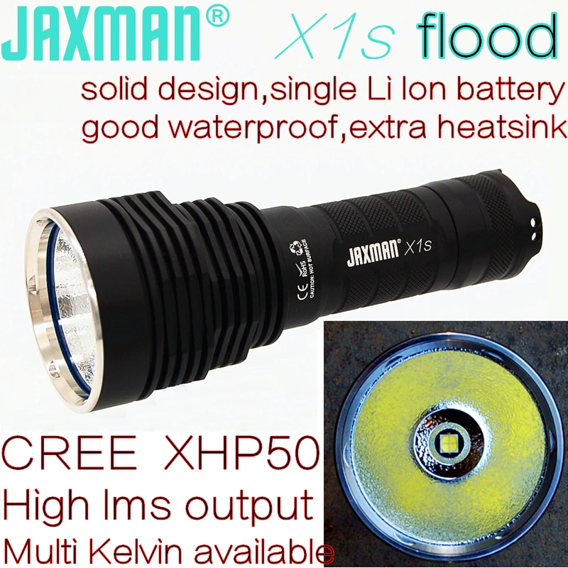 Jaxman X1s potvynių versija CREE XHP50/XHP50.2 26650/18650 LED žibintuvėlis taktinis uodega jungiklis