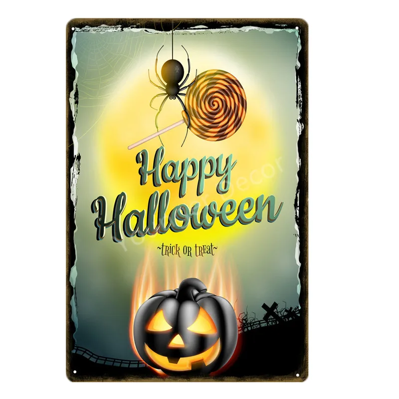 Retro Metalo Alavo Ženklai Laimingas Halloween Party Plakatas Moliūgų Siena Lipdukas Menas Spausdinti Kraft House Pub Baras Klubas Namuose Decoracion YD042