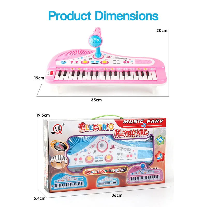 Kūdikių Žaisti Švietimo Elektroninis Pianinas Žaislai Vaikams Klaviatūros Berniukų, Mergaičių Pirštus Vaikų Muzikos 37 Klavišus Dovana Plastiko Mielas