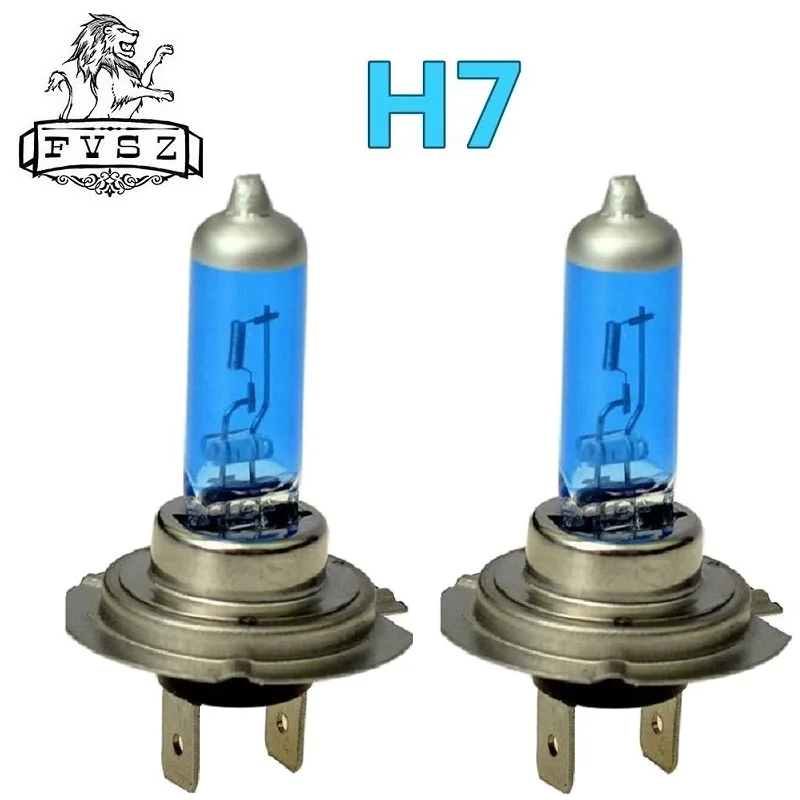 2vnt H7 12V 55W Automobilio rūko žibintai halogeniniai Headlightm lemputė Aukštos kokybės Kvarco lempa Balta 6000K Šviesos žibintas - Mėlyna + Sidabrinė