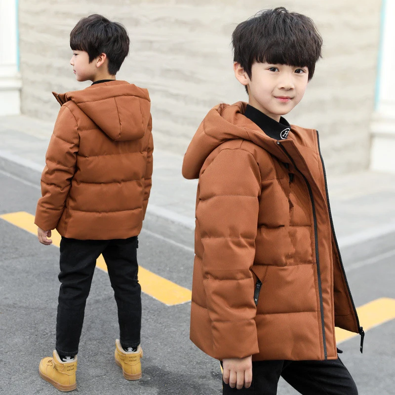 Žiemos Nauja Paauglių Berniukų Švarkai Mados Korėjos Vaikai Kietas Tirštėti Gobtuvu Paltai Dideli Berniukai Medvilnės Outwear Striukė Berniukams Paaugliams
