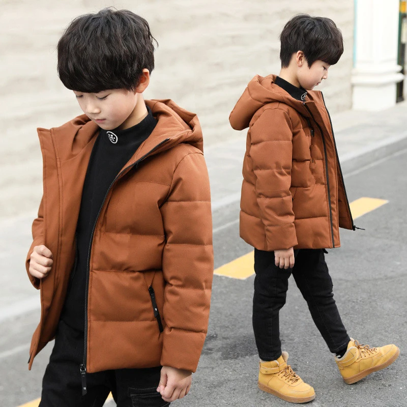 Žiemos Nauja Paauglių Berniukų Švarkai Mados Korėjos Vaikai Kietas Tirštėti Gobtuvu Paltai Dideli Berniukai Medvilnės Outwear Striukė Berniukams Paaugliams
