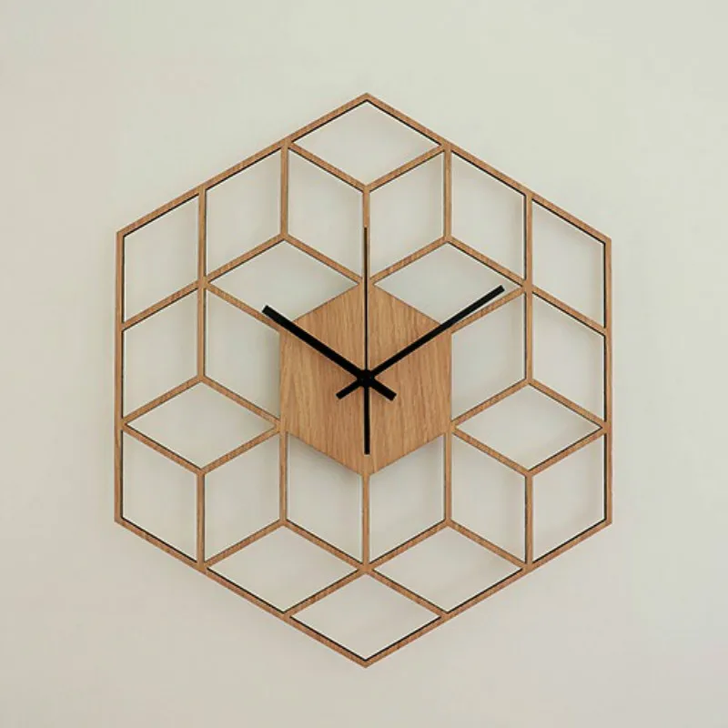 Mados kūrybos šiuolaikinės geometrinių grafika sieninis laikrodis medienos laikrodis lentelė gyvenamojo kambario, miegamojo, biuro apdailos laikrodis lentelė LB92518