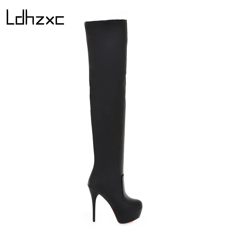 LDHZXC S2020 slim virš kelio batai moterims super aukštakulniai platformos batai rudenį seksualus šlaunų auliniai batai moteriška didelis dydis 42 43
