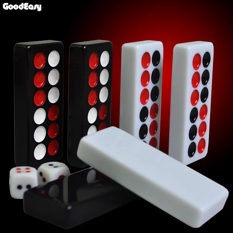 Black & White Dominos Žaidimas Pai Gow 32pcs Domino su dėžute ir 2 Kauliukus Aukštos Kokybės stalo Žaidimas