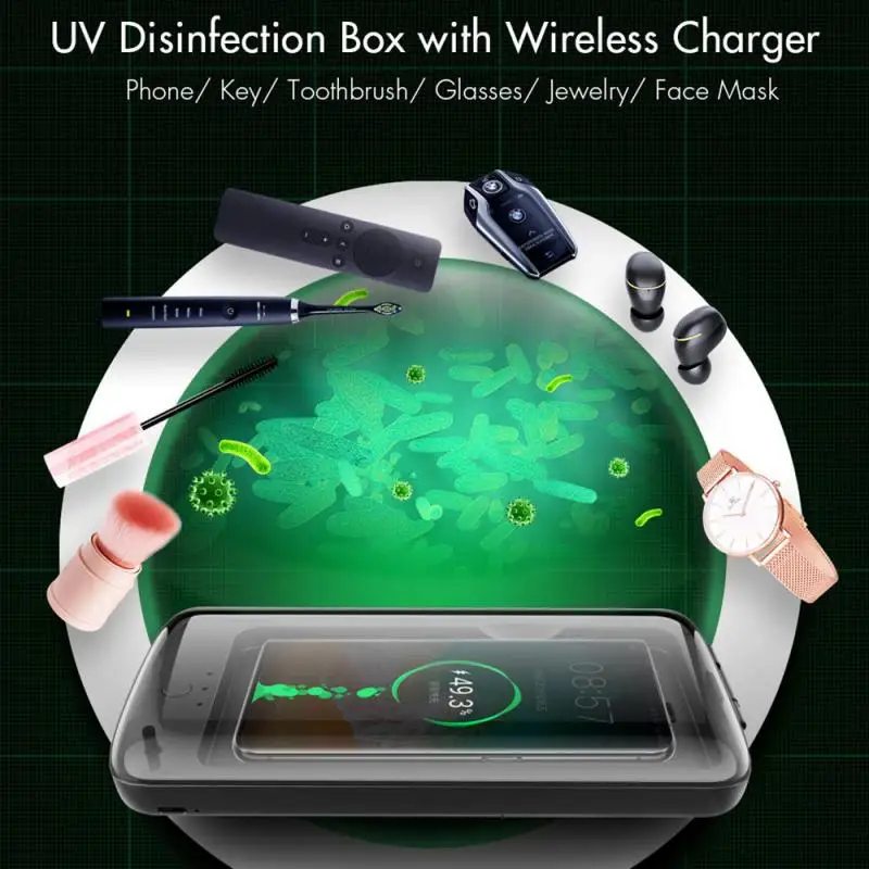 Karšto naujas Belaidis Kroviklis Mobiliojo Telefono Sterilizavimo Dėžutė Ultravioletinių Higienos Sterilizavimo Dėžutė 10W Belaidis spartusis įkrovimas