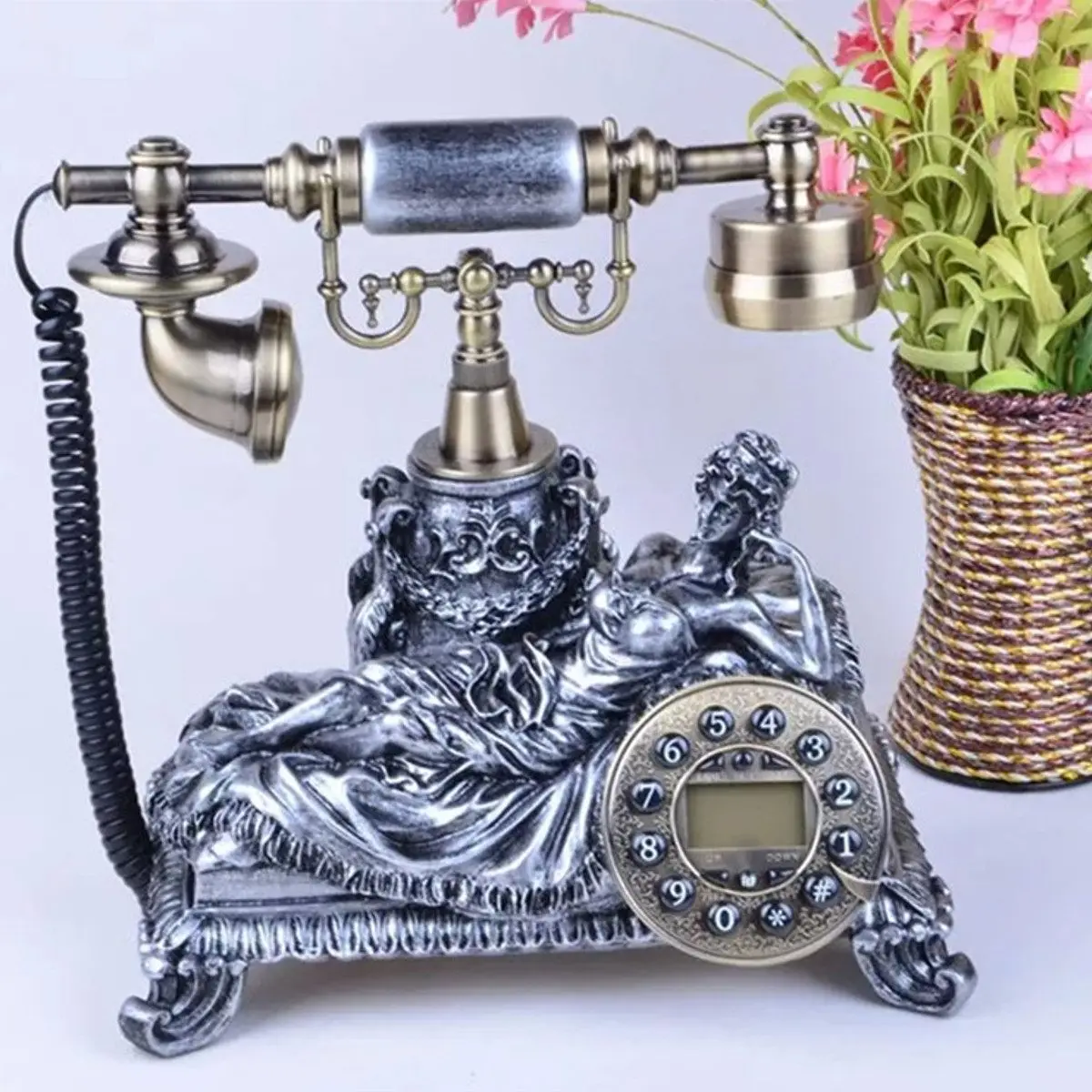 Derva Imitacija Vario Derliaus Antikos Stiliaus Senamadiškas Sukamasis Perjungiklis Namų ir Biuro Retro Corded Telefono Fiksuotojo ryšio Telefono