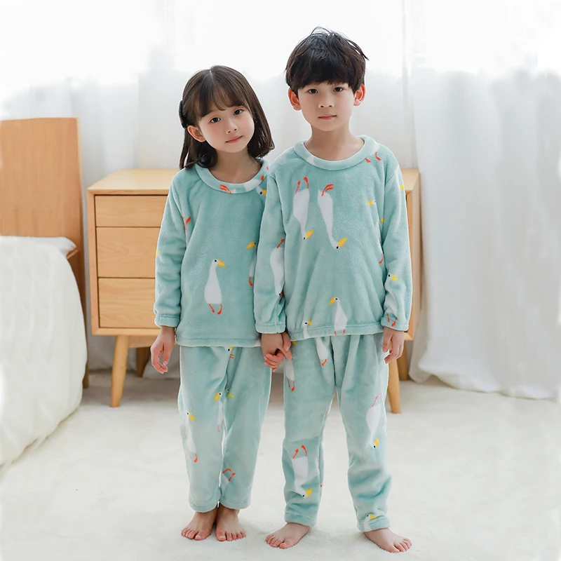 Pijama Infantil Inverno Vaikai Pijama Nustatyti Koralų Vilnos Kūdikių Berniukų, Mergaičių Naktiniai Drabužiai Vaikams Sleepwear Vaikas, Bamblys Panda Pižama