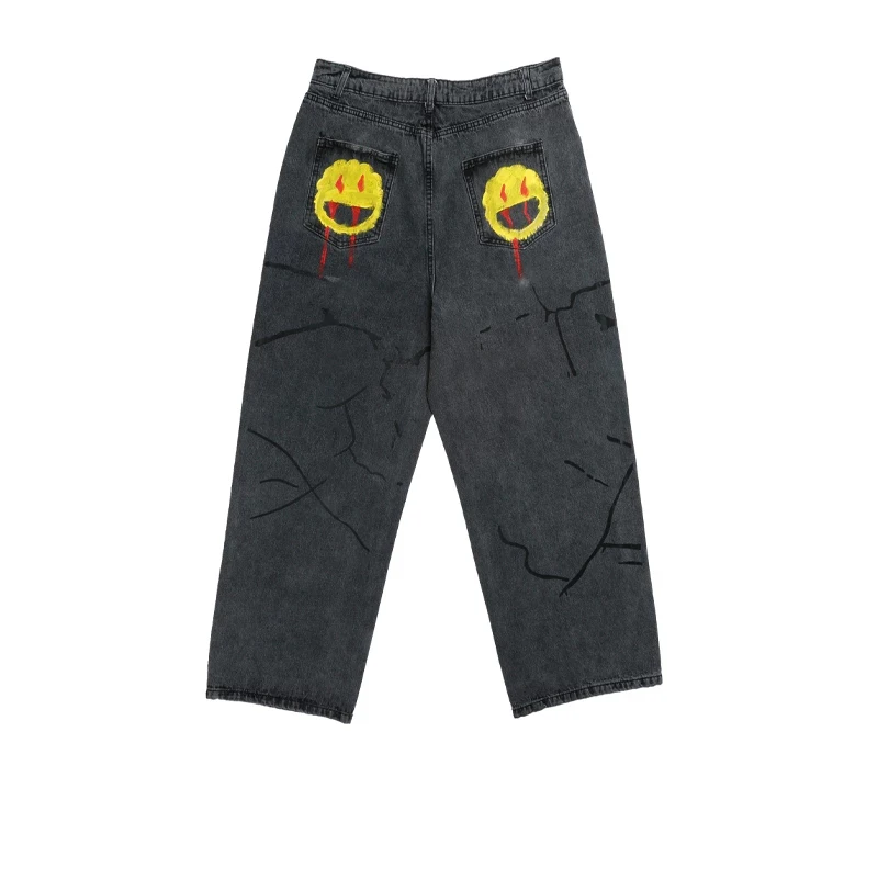 Animacinių filmų Grafiti Džinsai Vyrams Ins Gatvės Hip-hop Populiarios Markės Prarasti Pločio Kojų Kelnės Džinsinio audinio Kelnės jeans mens