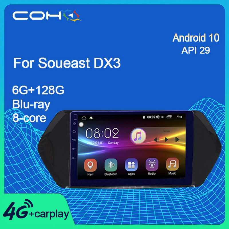 COHO Už Soueast DX3 Autoradio Gps Navigacija Stereo Automobilio Radijo Android 10.0 6+128G Octa-Core