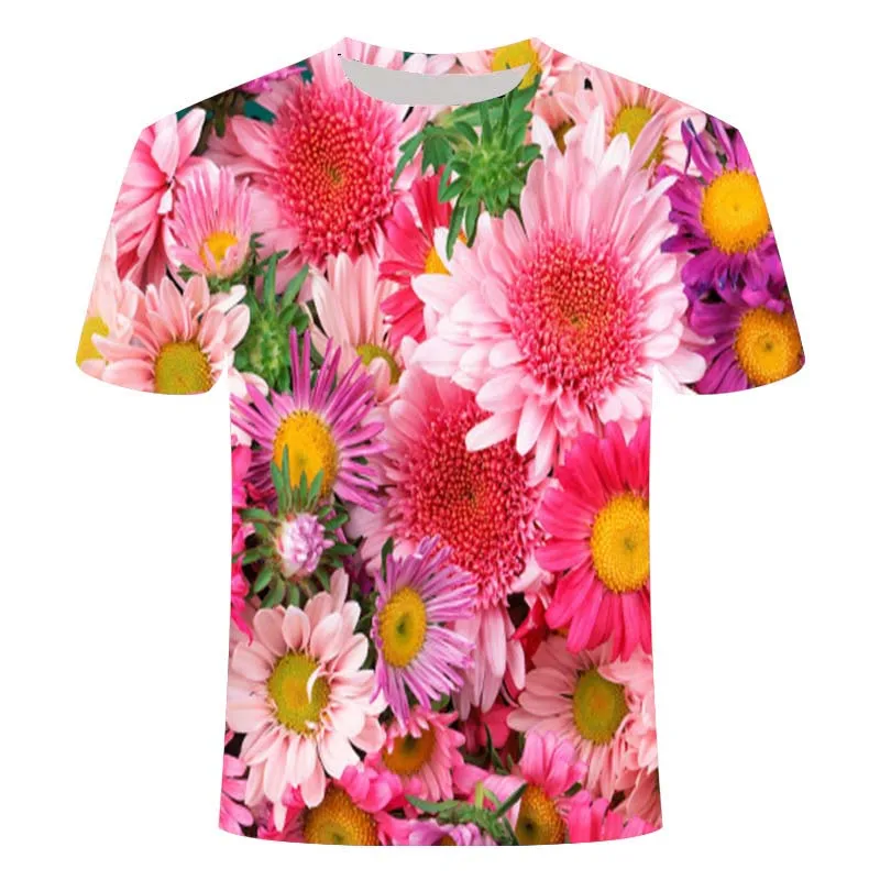 T-shirt mados aukštos kokybės 3d spausdinimo t-marškinėliai, vyriški žiedai moterų mados trumparankoviai gėlių marškinėliai atsitiktinis marškinėliai
