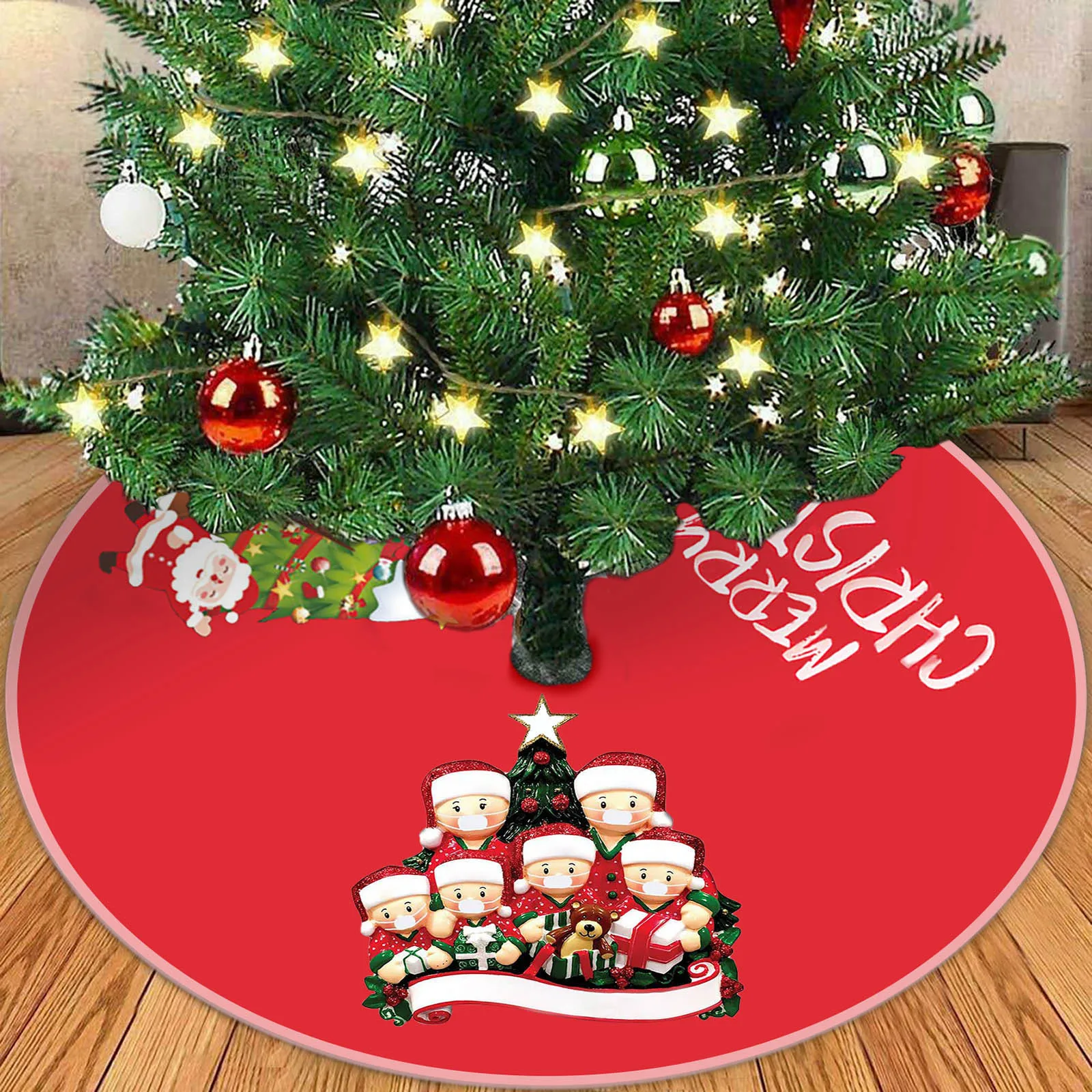 90CM Raudona Kalėdų Eglutė Sijonas Asmeninį likusių Šeimos Dėvėti Kaukę Kalėdų Eglutė Sijonas Kalėdos Medžio Apdaila navidad J50