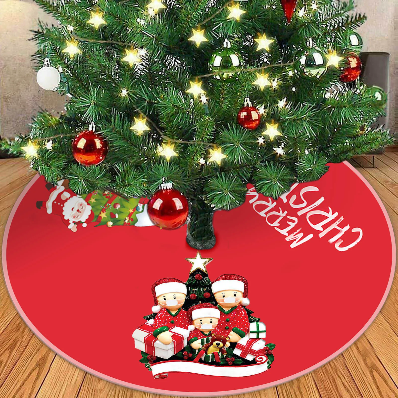 90CM Raudona Kalėdų Eglutė Sijonas Asmeninį likusių Šeimos Dėvėti Kaukę Kalėdų Eglutė Sijonas Kalėdos Medžio Apdaila navidad J50