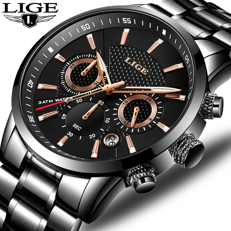 Relojes LIGE Vyrai Žiūrėti Top Brand Prabanga Atsitiktinis Mados Kvarcinis Laikrodis Nerūdijančio Plieno Karinės Vandeniui Watchs Relogio Masculino