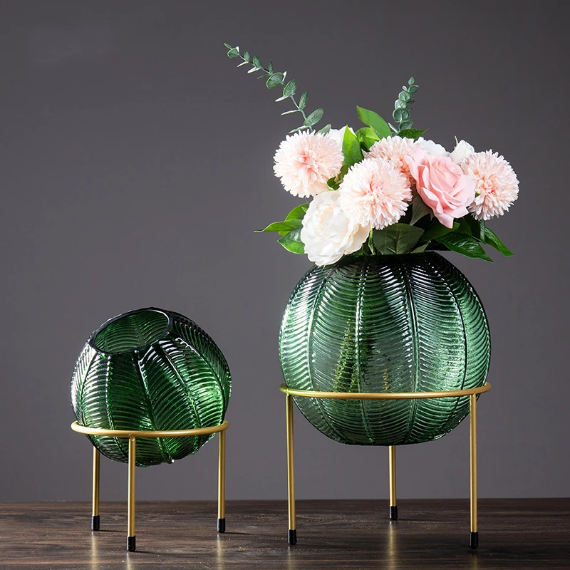 Cerative stiklo vaza apdailos sferinio stiklo vaza kambarį dekoruoti gėlių vaza hoom apdailos scindapsus bakas